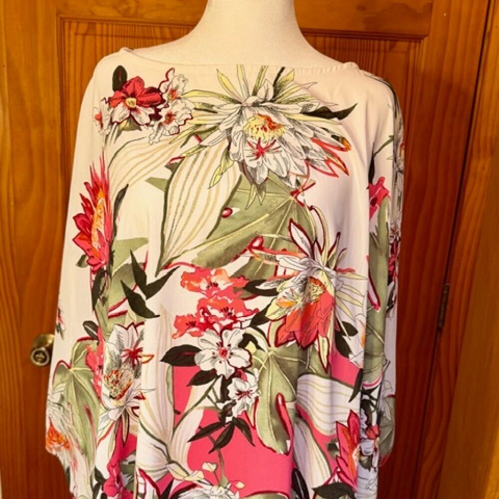 Chico's XL Poncho Top Pink Multicolor Worn Once Excellent Condition